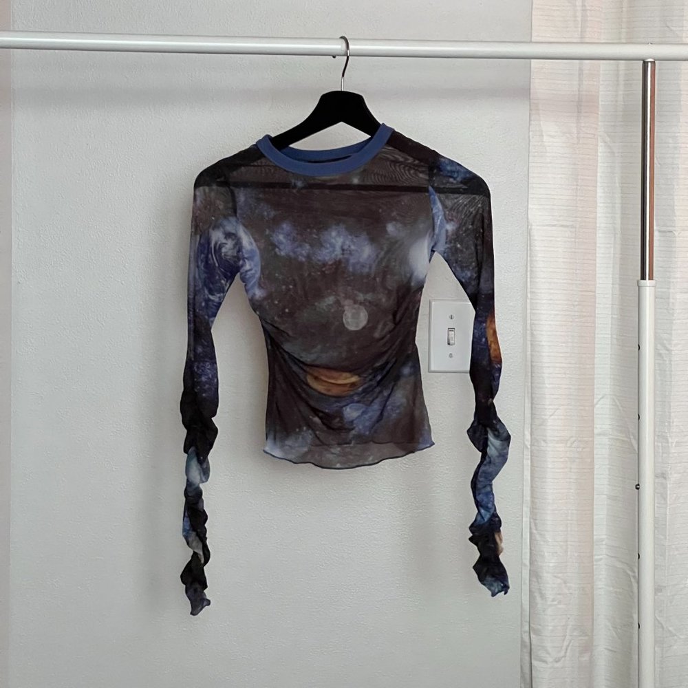 Urban Outfitters Galaxy Sheer Mesh Long Sleeve